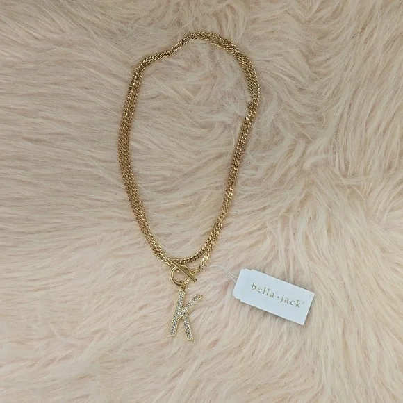 "K" Initial Necklace| Gold | NWT | Bella*Jack| Wear Two Ways Necklace​ - Picture 2 of 11